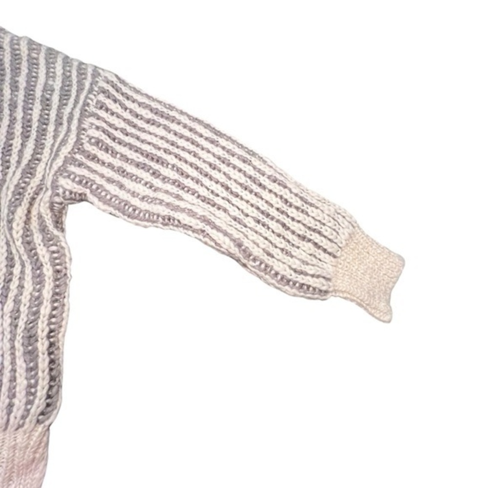 Lala Hoodie POL Thick Knit Wool Blend Sweater Drop Shoulder Small NWT Grey White - Picture 4 of 13